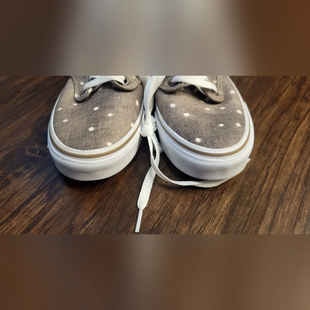 Vans Light Brown Polka Dot Sneakers Size 7.5 Twee Feminine Neutral Casual